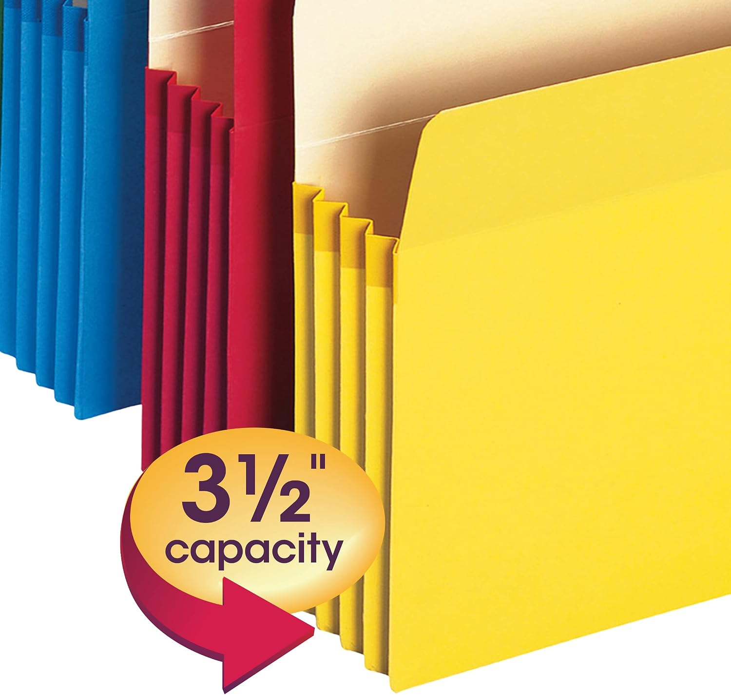 Smead File Pocket, Straight-Cut Tab, 3-1/2" Expansion, Letter Size, Assorted Colors, 5 per Pack (73892)