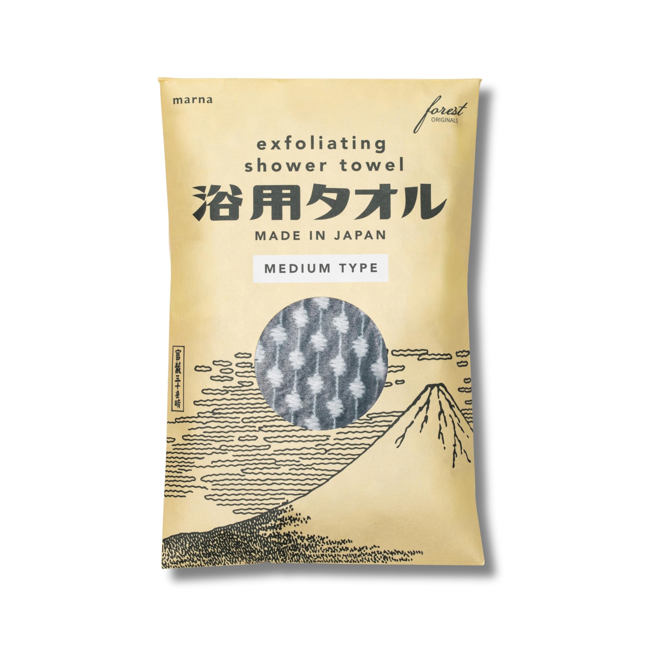 forest Originals Marna Medium Body Exfoliating Towel (10.6 x 39.4 in / 27 x 100 cm), Japanese Shower Washcloth, Balanced Deep-Cleansing Scrub, Fast-Drying Durable Nylon, Dark Green, Made in Japan