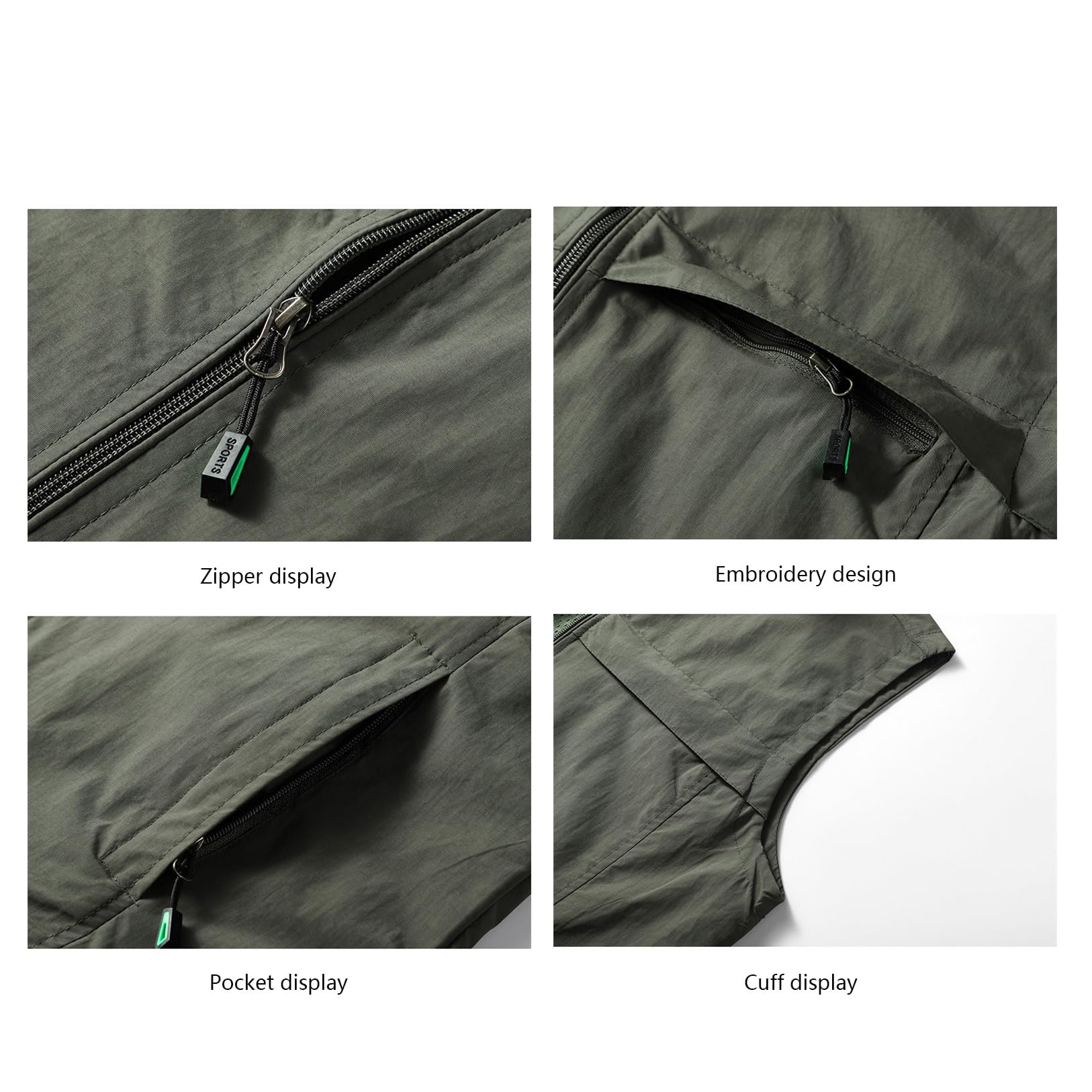 CLSQLXYJZC Gilet Leggero Uomo, Gilet Multitasche Da Caccia Senza Maniche Con Cerniera Scollo A V Da Uomo Per Pesca, Giacca Estiva Casual, Senza Maniche