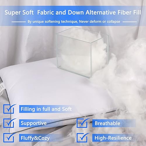 Miniatura 4 de JIALE Juego de 2 almohadas de tamaño Queen almohadas de enfriamiento suaves para dormir de lado y estómago almohada de felpa suave de lujo para uso