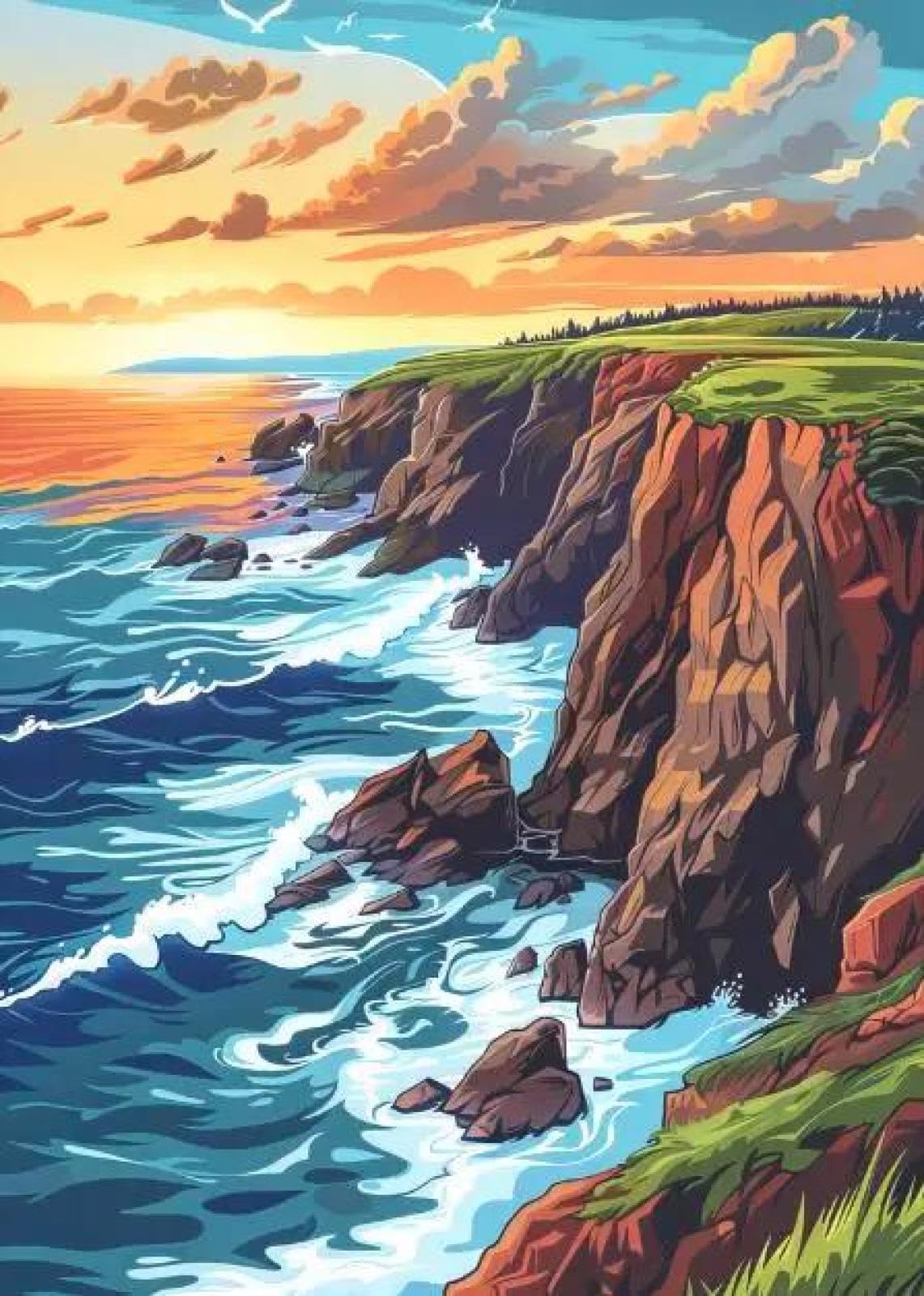 SHINERING Abstract Beach Forest Anime Landscape Canvas Painting Sea Summer Beach Wall Art Poster Prints For Living Room Home Decor A6 21X30Cm Unframed