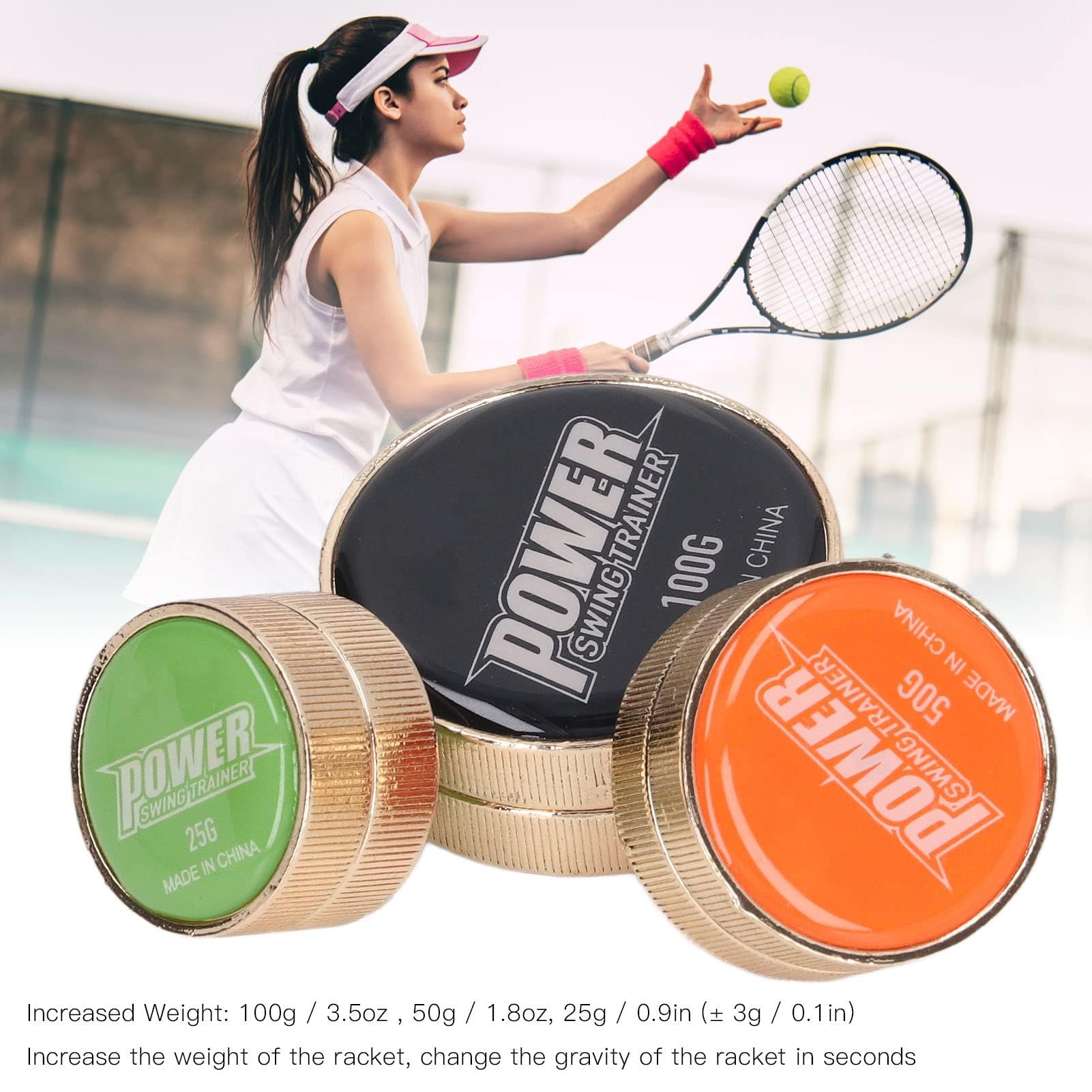 VGEBY Tennis Gewichtszugabeger?t, Trainingshilfe f¨¹r Tennisschl?ger, Gewichtszugabeger?t f¨¹r Profispieler und Amateure, 100 G, 50 G, 25 G, f¨¹r Training und Matchvorbereitung