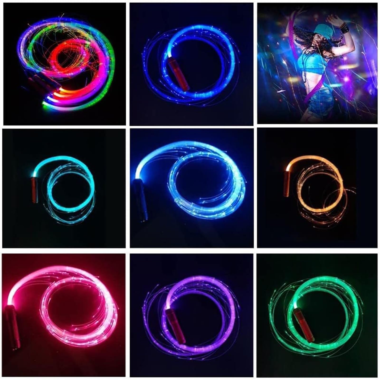 ELzEy Frusta in Fibra Ottica LED 6Ft Frusta LED Dance, modalità Effetto Colore 36 Pixel Light-Up Frusta Flusso di Luce Spettacolo Rave Musica