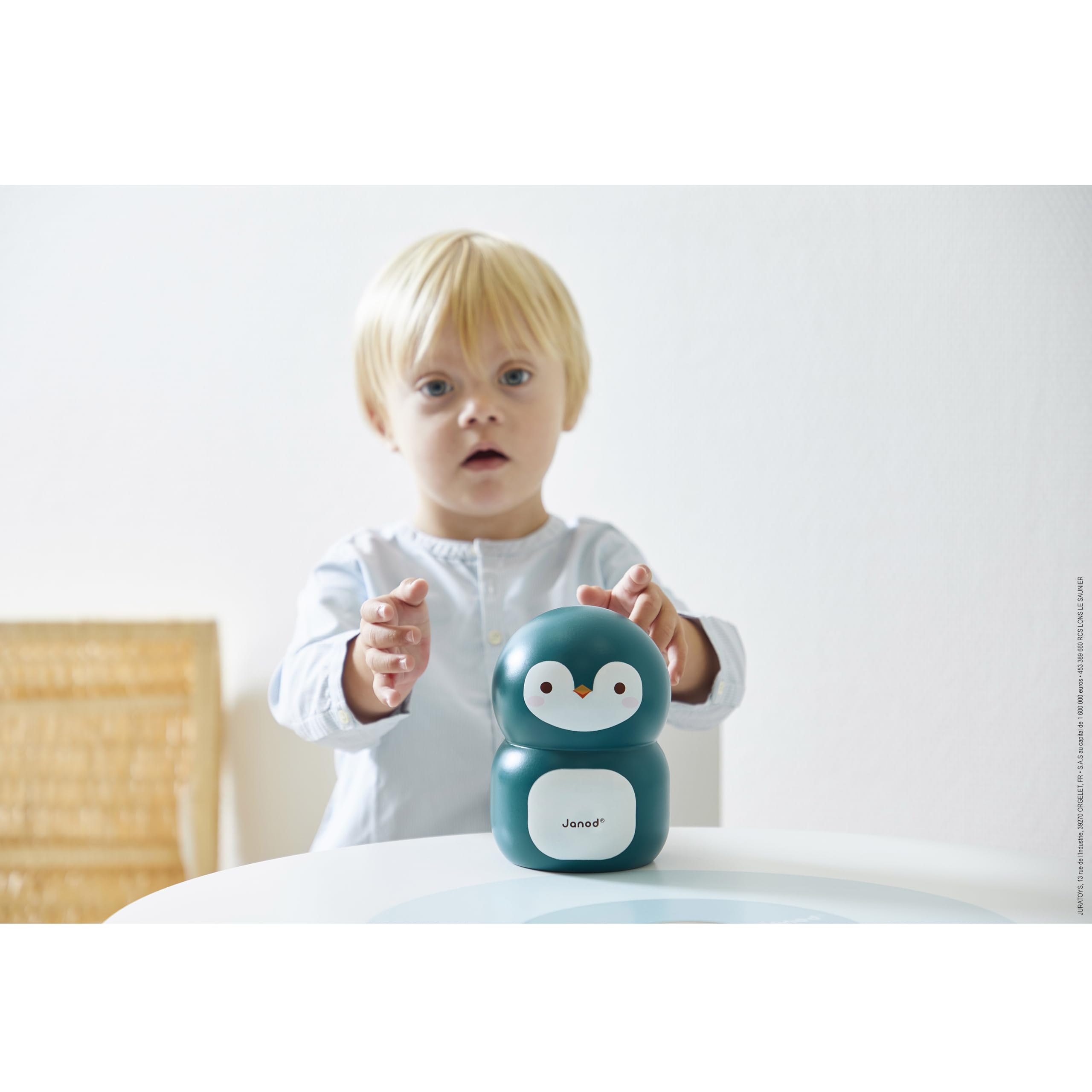 Janod - Penguin Wooden Children’s Money Box 5.9 inch - Children's Room Decoration - Suitable for Ages 3 and Up, J04650