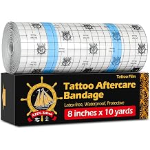 AZEN Tattoo Aftercare Bandage, 8"x 10 Yard, Tattoo Waterproof Bandage, Second Skin Tattoo Cover up Tape, Tattoo Healing Wrap, Tattoo Wrap, Tattoo Tape, Tattoo Supplies