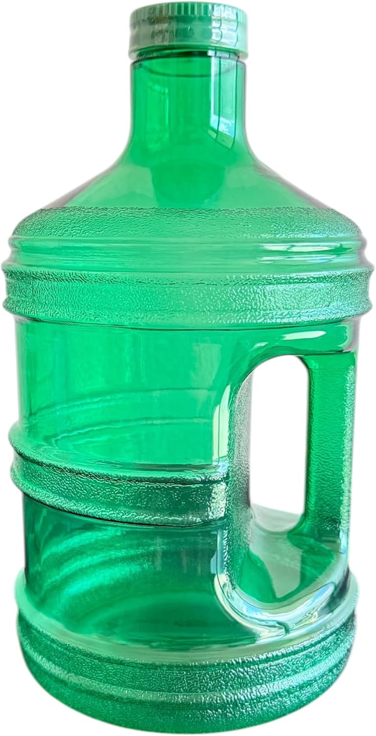 AquaNation 1 Gallon BPA Free Water Bottle with Holder – Big Mouth Leakproof Reusable Plastic Drinking Jug, Wide Mouth Hydration Container for Gym, Sports, Travel & Daily Use (Green)