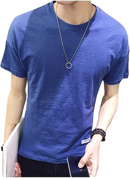 Amazon ミッケタ Mikketa メンズ 裾タグ 無地 Tシャツ ブルー 2xl Tシャツ カットソー 通販