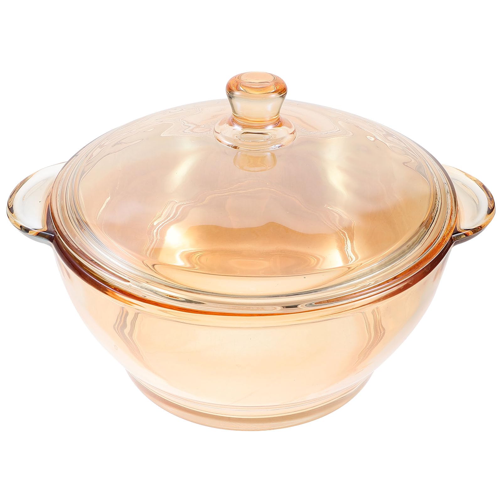 Cocotte en verre doré résistante à la chaleur avec poignées pour micro-ondes
