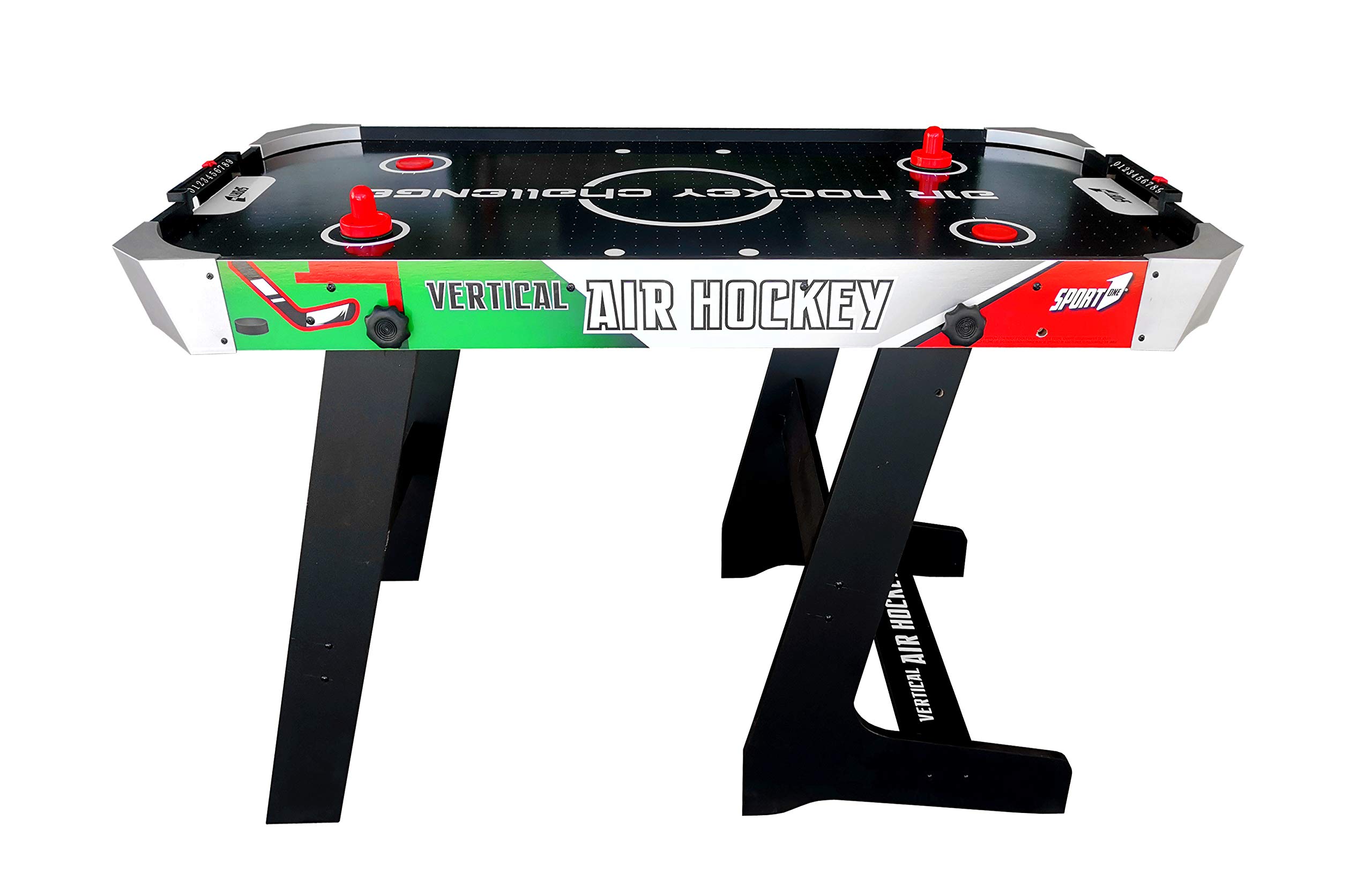 Tavolo Air Hockey Vertical Italy Salvaspazio con Ventola ed Accessori - Cm. 121 X 61 X 77 - Special Edition