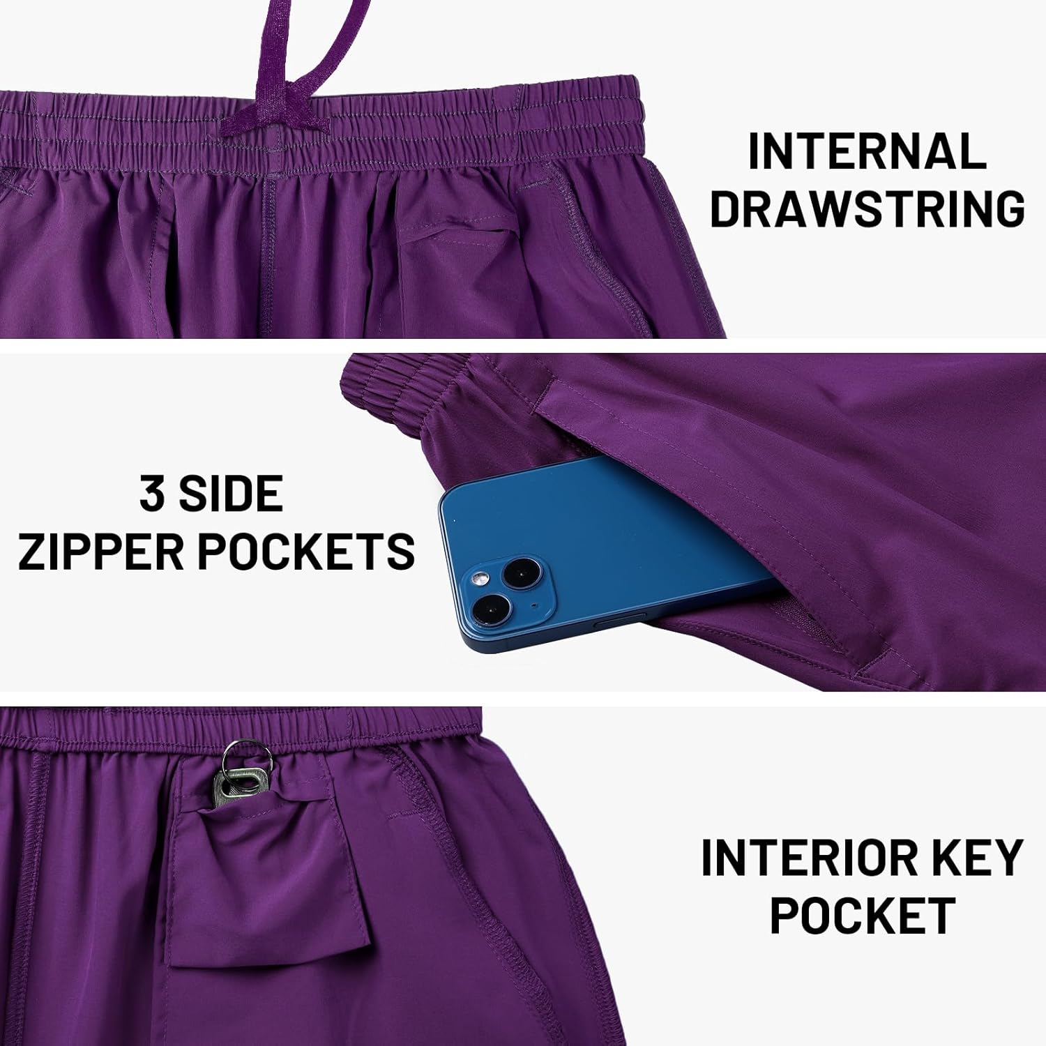 MIER Men's Running Shorts 7" Quick Dry Gym Athletic Workout Shorts with Zipper Pockets - Image 4