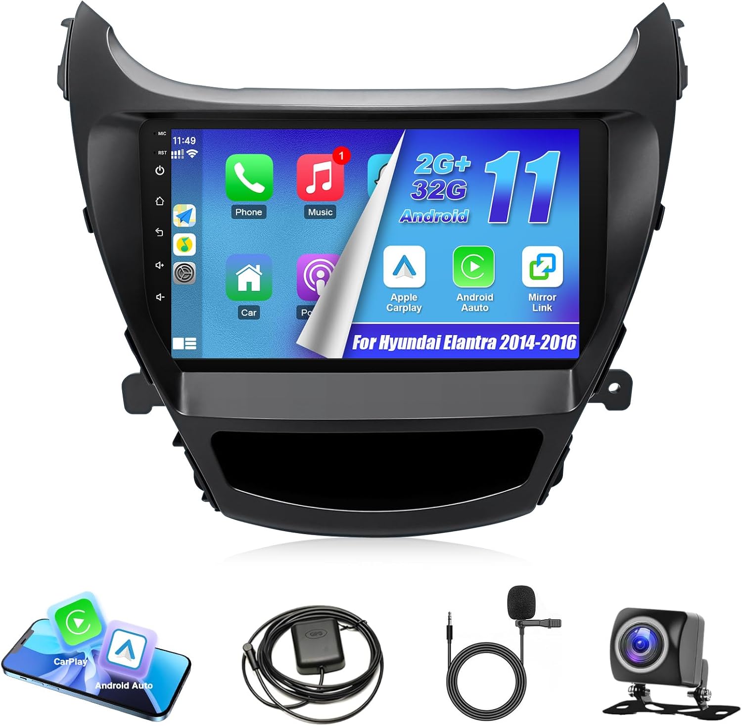 Leadfan Android Car Stereo for Hyundai Elantra 2014 2015 2016 Radio with Apple Carplay Android Auto Mirrorlink 9” IPS Touch Screen Elantra Car Play Radio FM Bluetooth WiFi GPS Navi + AHD Camera MIC Leadfan Android Car Stereo for Hyundai Elantra 2014 2015 2016 Radio with Apple Carplay Android Auto Mirrorlink 9” IPS Touch Screen Elantra Car Play Radio FM Bluetooth WiFi GPS Navi + AHD Camera MIC