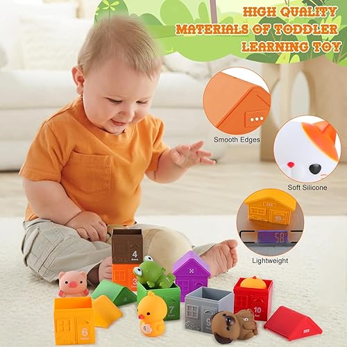 Miniatura 5 de Juguete de aprendizaje para niños pequeños de 1, 2, 3 años, 20 marionetas de dedos de animales de granja, conteo Montessori, juegos de motor fino