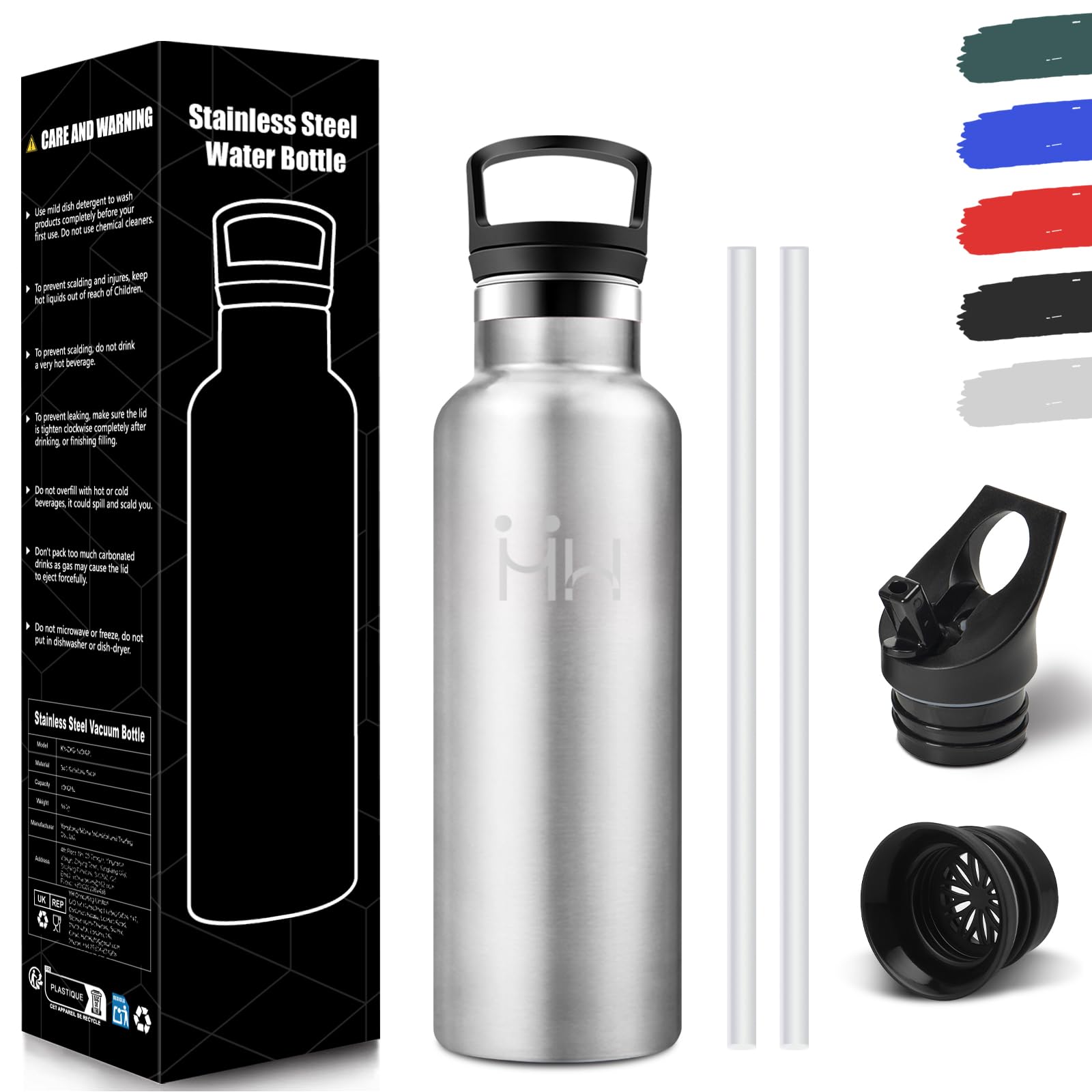 HoneyHolly Borraccia Termica Bambini 500ML, Senza BPA, Bottiglia Termica, Acciaio Inossidabile 18/8, Borraccia Con Cannuccia, A Prova Di Perdite, Borracce Per Scuola, Sport, Ufficio