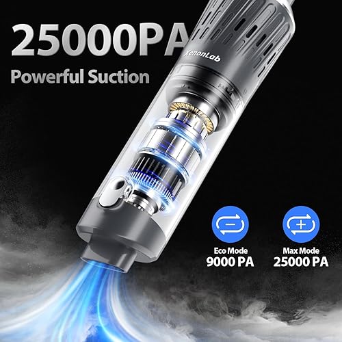 Miniatura 2 de Aspiradora de mano inalámbrica de 25000 Pa para automóvil, aspiradora de mano 3 en 1, incluye pantalla inteligente y base de carga, aspiradora de