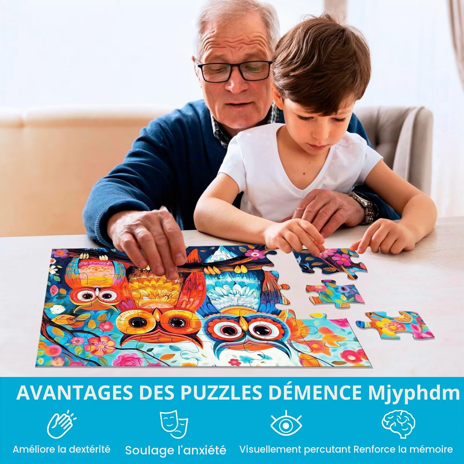 Lot de 6 Puzzles de 36 Grandes pièces pour Personnes âgées,Puzzles de 36 Pièces pour Personnes Âgées, Les Énigmes d'Alzheimer, Jeux de Mémoire et de Cognition pour Les Personnes Âgées