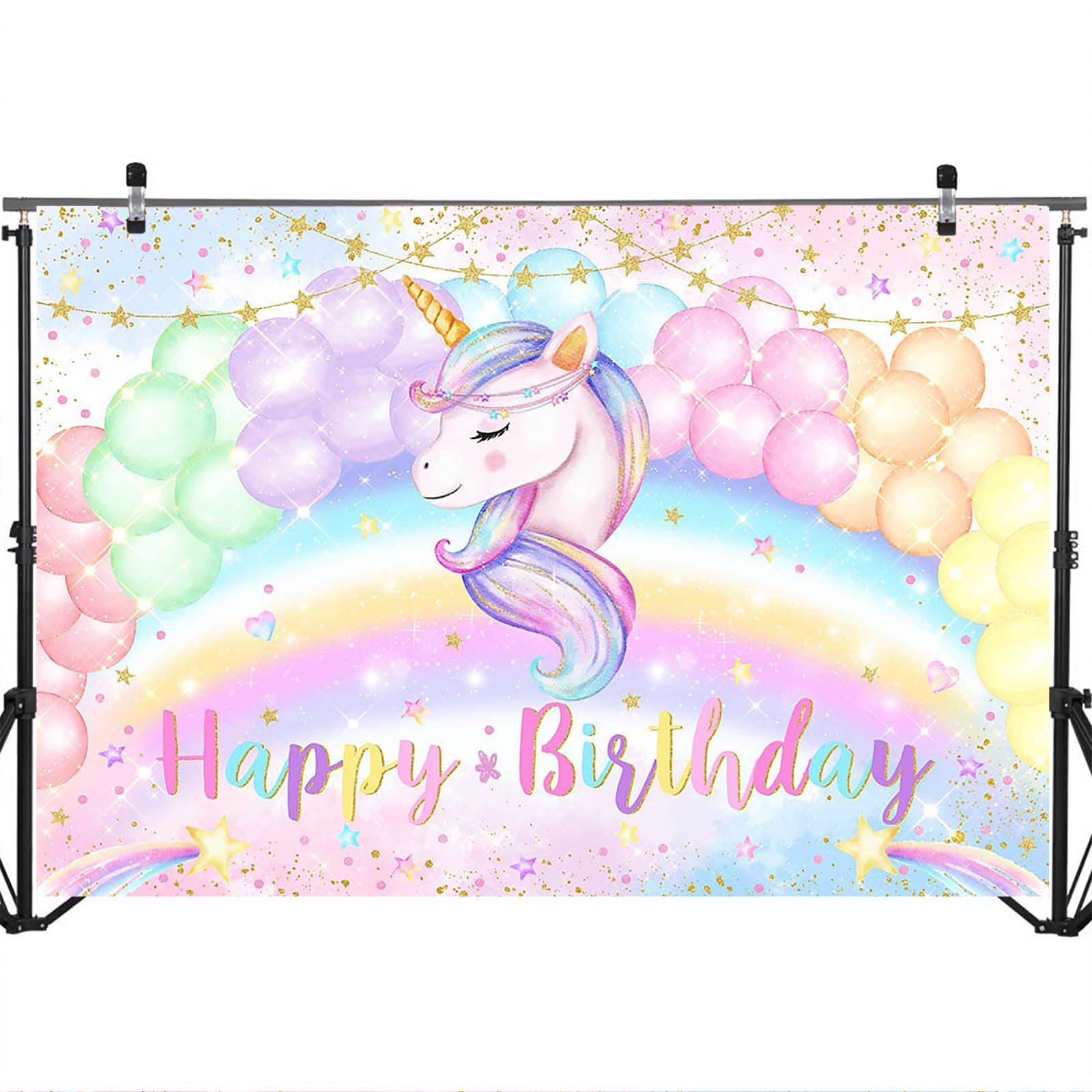 Banner Compleanno Unicorno Arcobaleno – Striscioni Preassemblati Per Decorazioni Festa Tema Unicorno