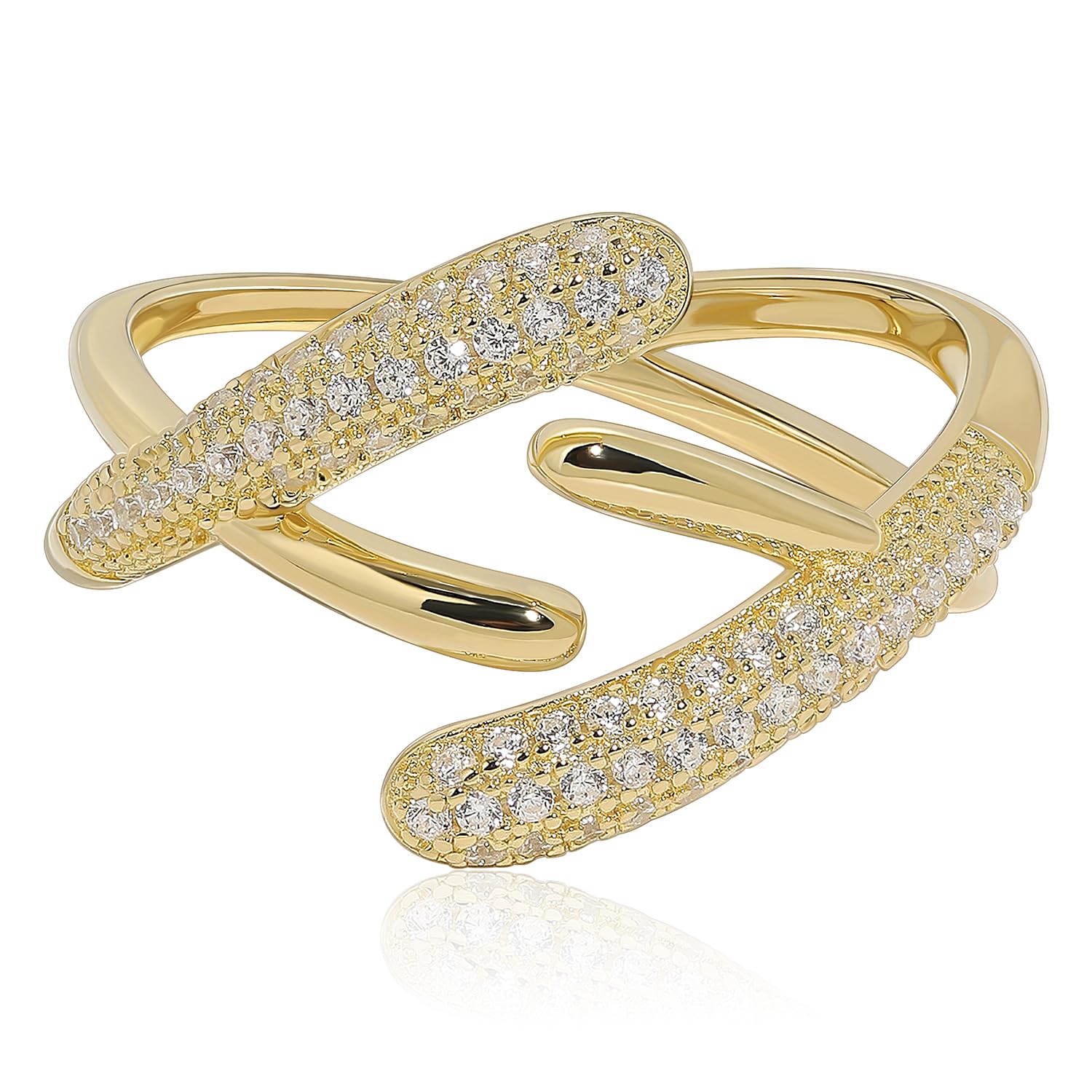 Meissa Anillo de mujer de plata 925 ajustable diseño cruzado elegante anillo grueso en oro y plata joyería para San Valentín aniversario boda cumpleaños regalo para novia anillo hecho a mano