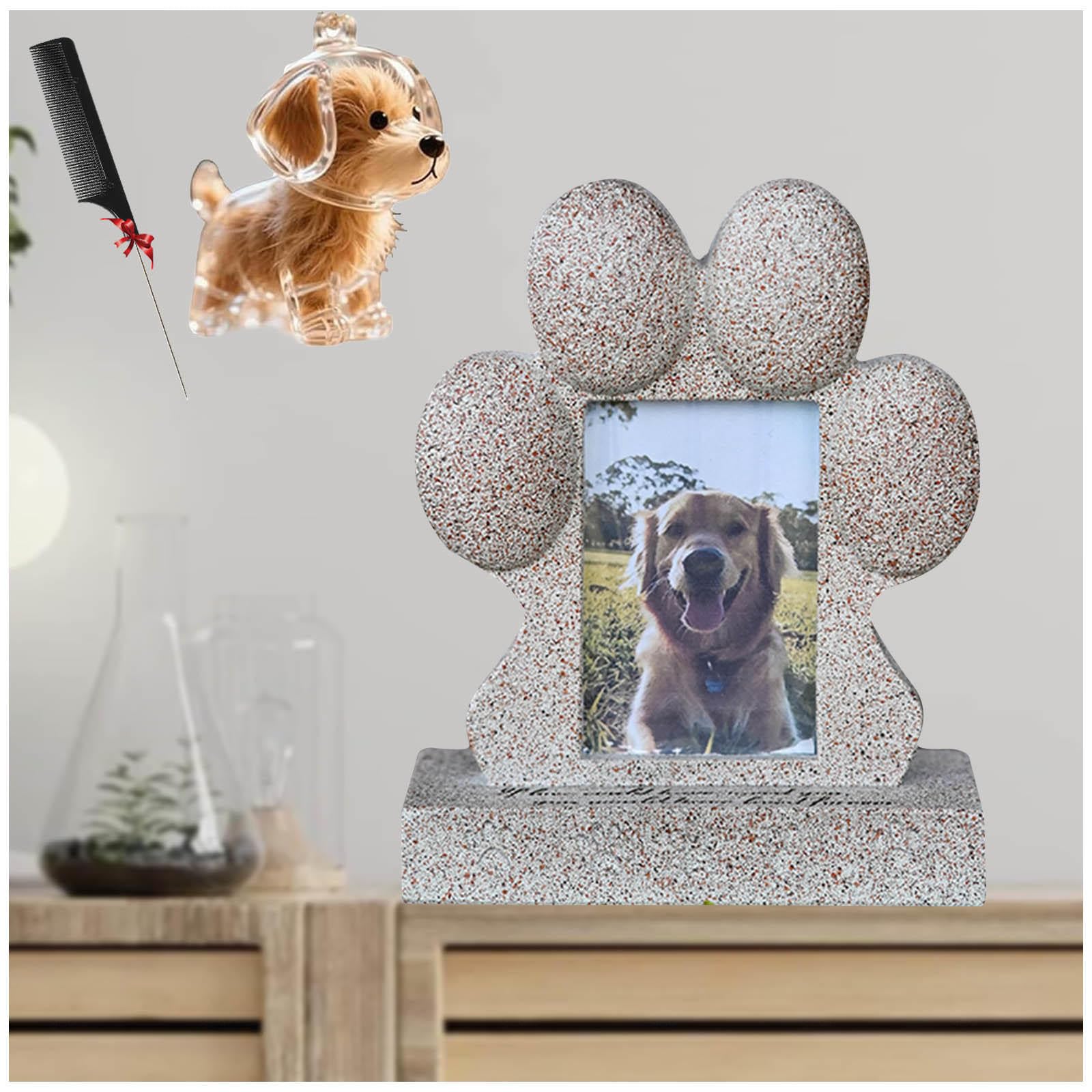 Lapide per Cani e Portachiavi con Pelo di Cane, Cornice per Foto di Animali Domestici Regalo Commemorativo per Cani