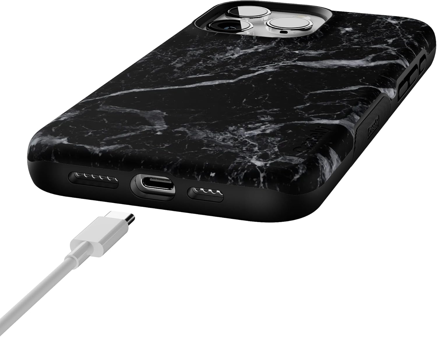 Casely iPhone 15 Pro Case | Black Pearl Marble | Bold Protective Design | Compatible with MagSafe