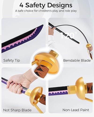 Vista 62 de Cold Blade Toy Sword - 41 inches Toy Katana Replica with Holster Belt and Display Stand - Sword with Authentic Design Shusui