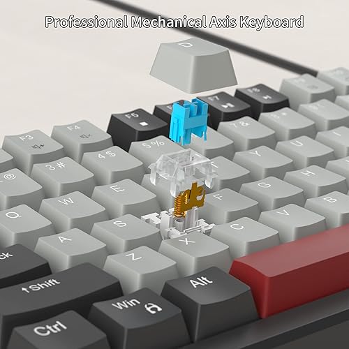 Miniatura 2 de MageGee Teclado mecánico, teclado de videojuegos con cable Star Sky retroiluminado ultra delgado con interruptores azules, 98 teclas para PC,