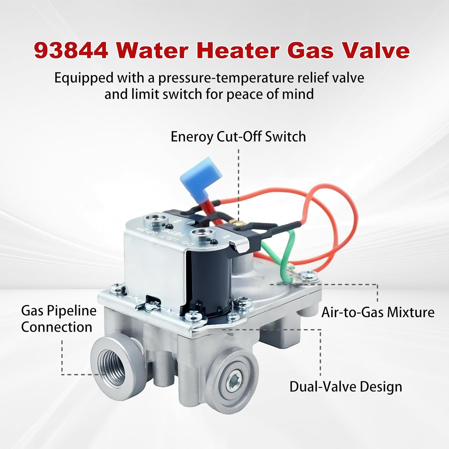 93844 Gas Valve Compatible with At-wood 6-10 Gal Water Heater Gas Valve Replacement for 93870 93321 92078 GC6AA-10E GC10A-4E G6A-8E G6A-6E G10-3E G6A-4E RV Water Heater Solenoid