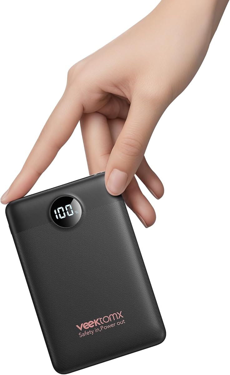 Mini Power Bank 10000mAh, VEEKTOMX Small Portable Charger, PD Fast Charging Travel Battery Pack, Slim USB C Powerbank Fast iPhone Charger Compatible with iPhone, Samsung, and Android Devices