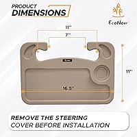 Vista 5 de EcoNour Escritorio para volante de automóvil 2 en 1 (beige) Bandeja para volante para laptop, comer, bebidas Bandeja rectangular de ABS