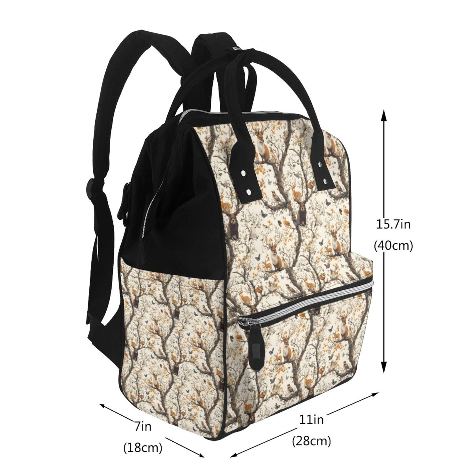 Wickeltasche für Babypuppen – Wald mit kleinen Tieren bedruckt, Mama-Tasche, taktischer Säuglings-Baby-Rucksack, Reisen, Mode, Wandern, Kleinkind, Tragetasche, Still-Windeltaschen für Vater