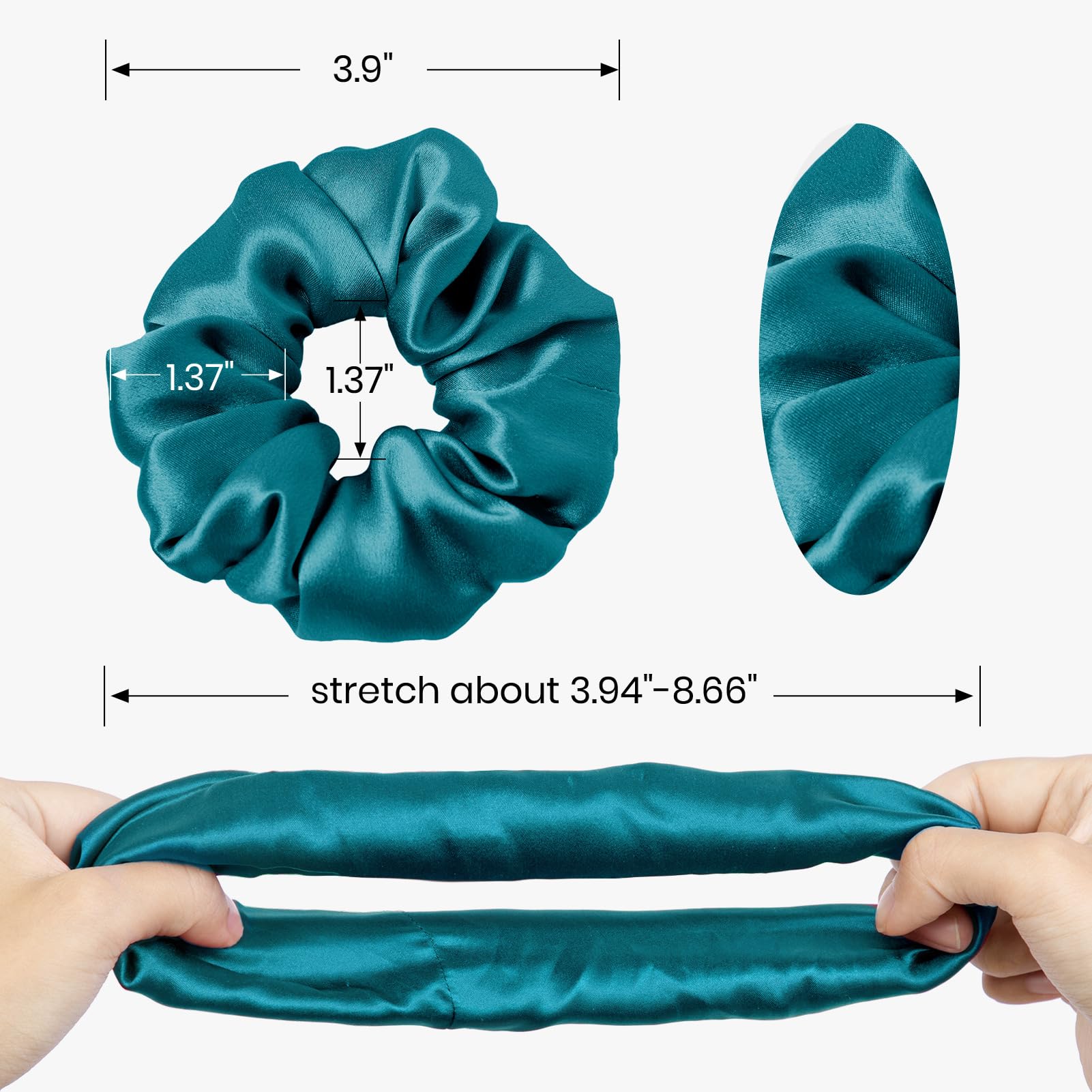 LILYSILK Women's 100% Silk Hair Scrunchies Ladies Elastic Hair Tie Bobbles Ponytail Holders for All Hair Type and Conditions and Preventing Hair Frizz Breakage Loss,Adriatic Blue+Light Beige - Image 2