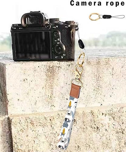 Miniatura 6 de Llavero con cordón de muñeca para mujeres y niñas, correa de mano de piel sintética duradera para llaves, llaves de automóvil, tarjeta de