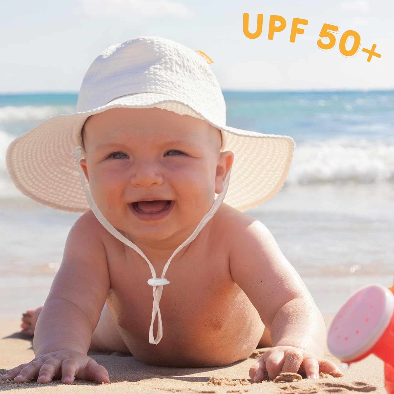 HONGTEYA Baby Sun Hat Toddler Girl Beach Hat Adjustable Outdoor Summer Hat UPF 50+ Sun Protection Wide Brim Infant Kids - Image 2