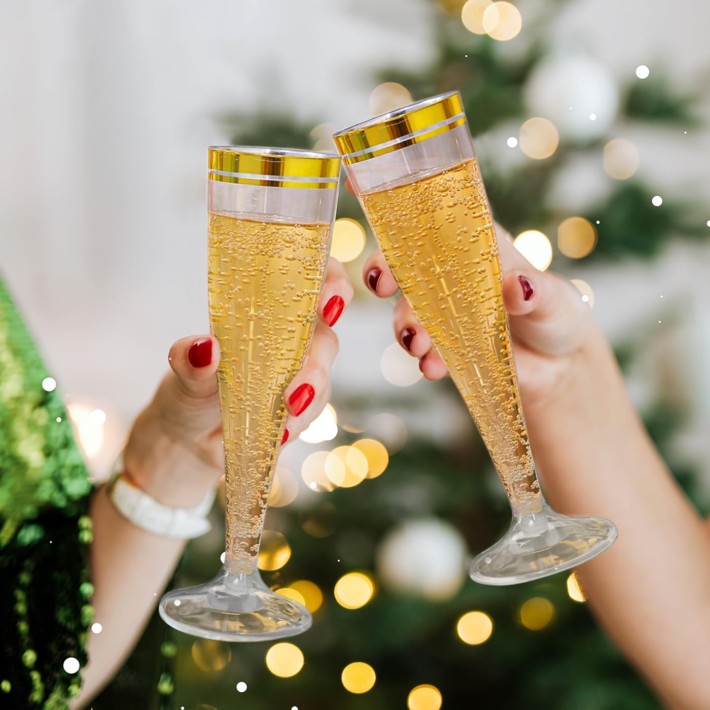 Lot de 4 - Flûte à champagne en verre bord doré DIAMOND | Maisons du Monde