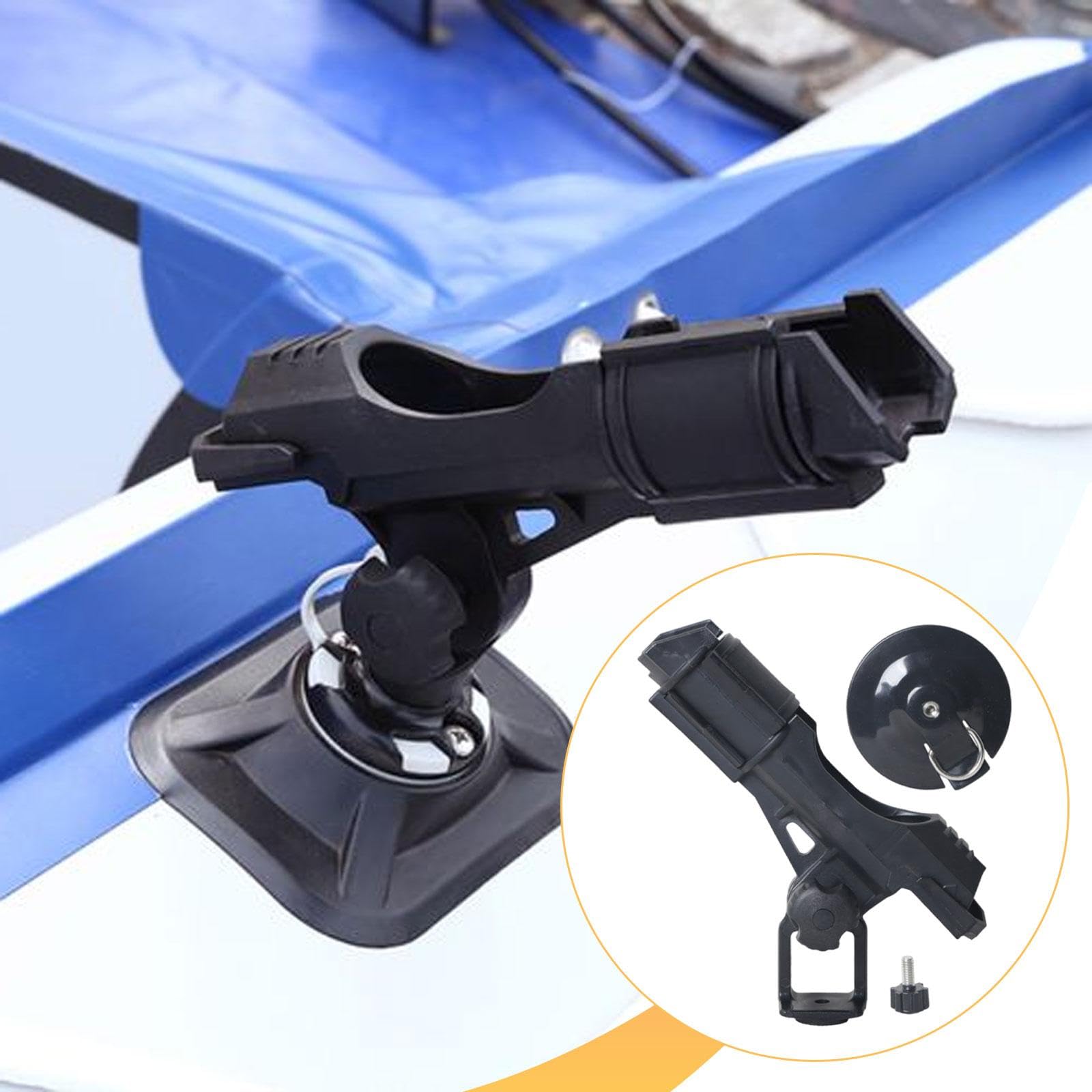 perfk Portacanna da Pesca per Barca Gonfiabile, Supporto per Canna da Pesca Facile da installare e Portatile, Accessori robusti per Kayak, Base Nera
