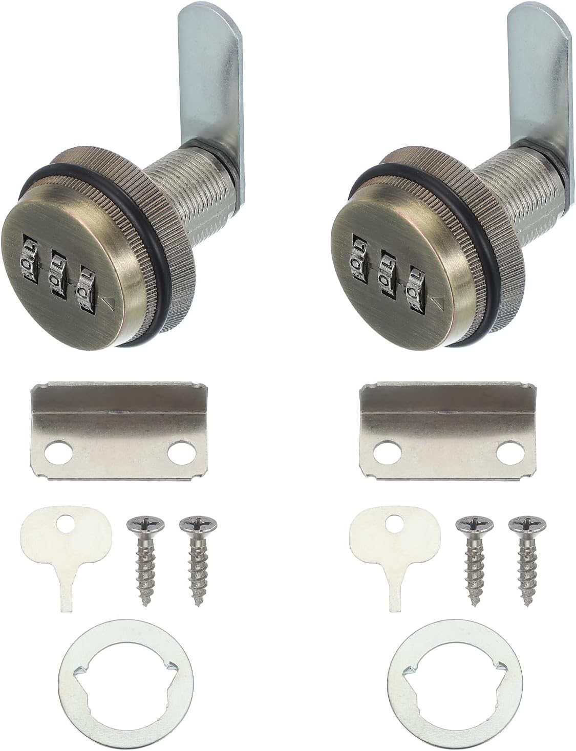 MECCANIXITY Combination Cabinet Cam Lock, Zinc Alloy File Cabinet Locks 3/4'' Password Coded Locks Cylinder for 0.2-0.5" Thick Drawers Mailbox, Bronze Pack of 2
