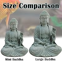 Vista 2 de livelyfish Estatua de Buda para pecera, hecha a mano, decoración de acuario japonés, escultura de Buda de meditación de mano de paz para acuario