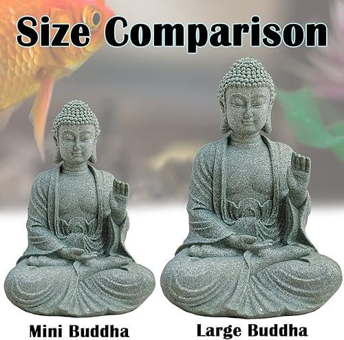 Miniatura 3 de livelyfish Estatua de Buda para pecera, hecha a mano, decoración de acuario japonés, escultura de Buda de meditación de mano de paz para acuario,