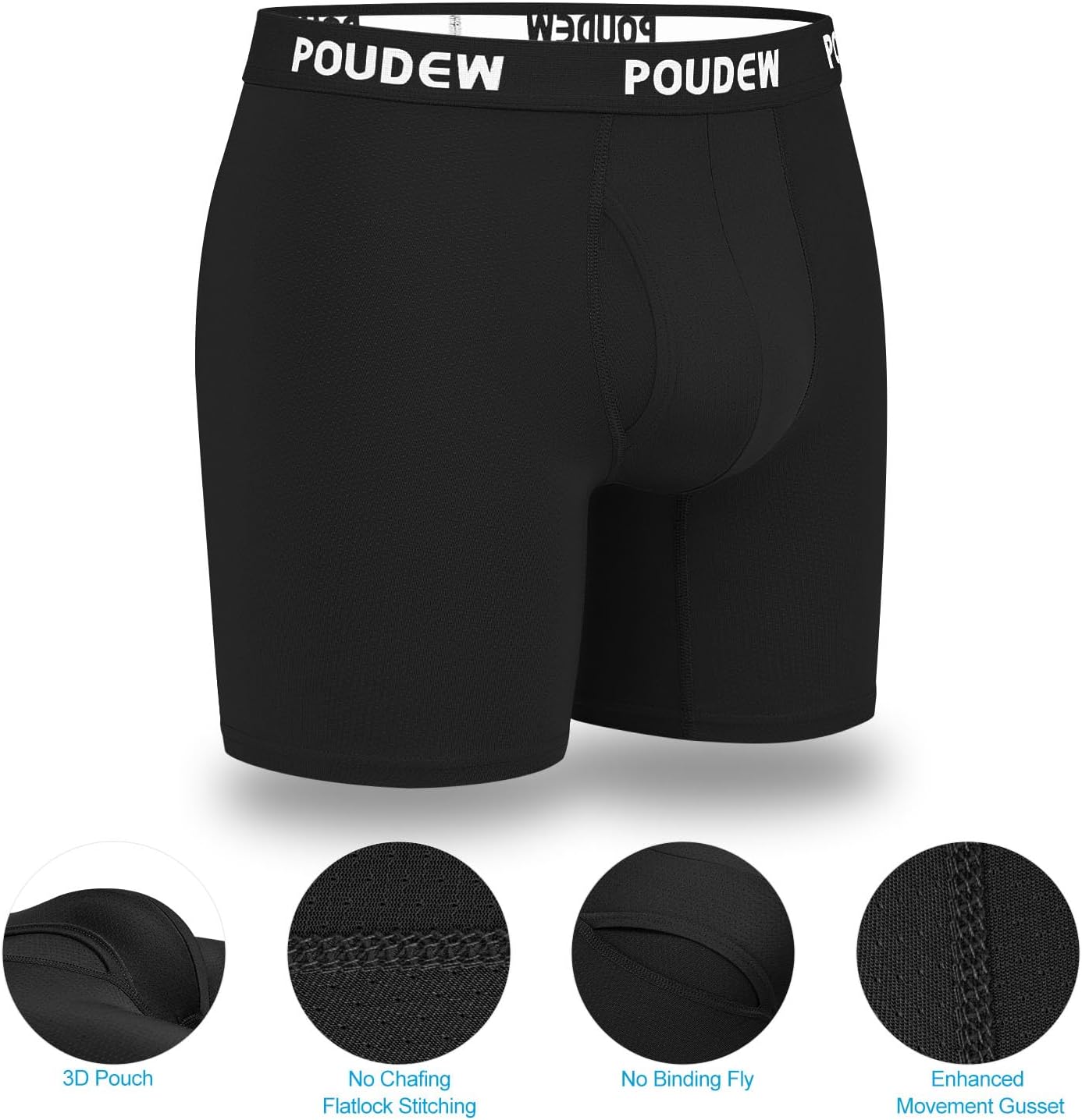 Men's Breathable Mesh No Roll Waistband Tagless Athletic Underwear Boxer Briefs, Pack of 5 - Image 3