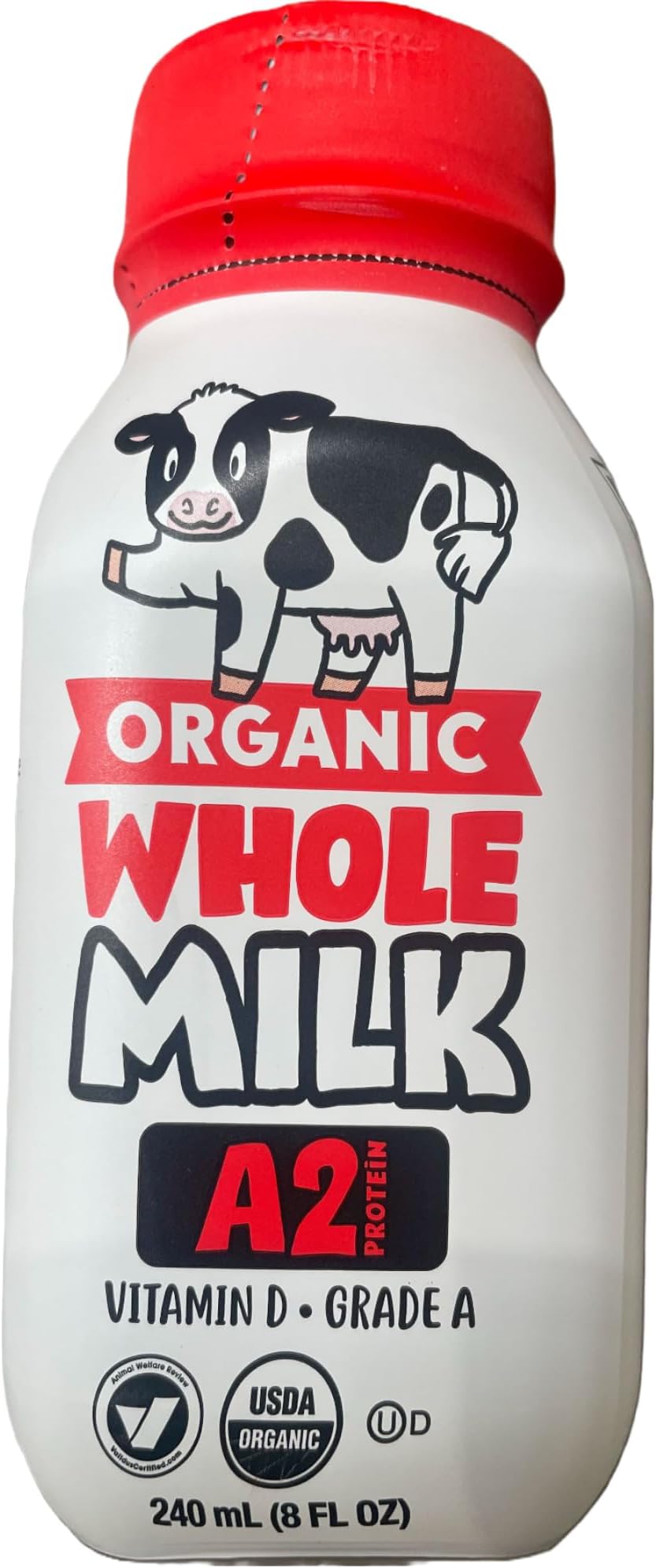 Kirkland A2 Whole Milk, Grass Fed, Vitamin D & A2 Protein, Plus BETRULIGHT Fridge Decal - Whole Milk Bottle, Vanilla Flavor, 8.0 Fl Oz (Pack of 18) - 144 Fl Oz