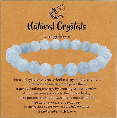 Anti-Anxiety Bracelet for Women & Men - Natural Gemstone Bracelet for Stress Relief Calming & Focus - Elastic Mindfulness Bracelet - Gift for Mental Health