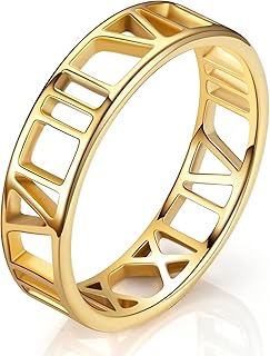 6mm Roman Numeral Ring – Stainless Steel Band for Men & Women – Designed in USA