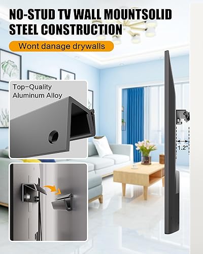 Miniatura 4 de Soporte de pared para TV sin taladrar para televisores de 26 a 55 pulgadas, soporte para paneles de yeso sin pernos, soporta hasta 100 libras,