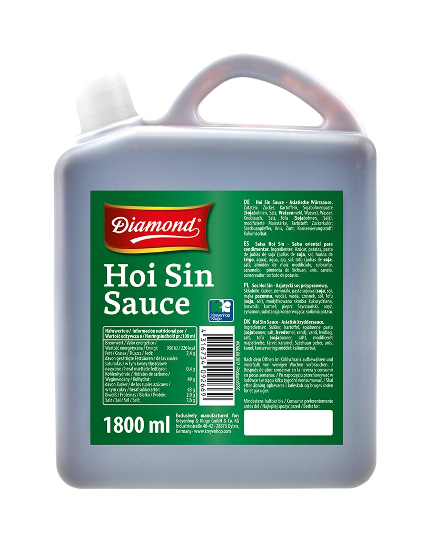 DIAMOND Salsa Hoisin, salsa dulce, profunda y sabrosa de Asia - 6 x 1,8 l
