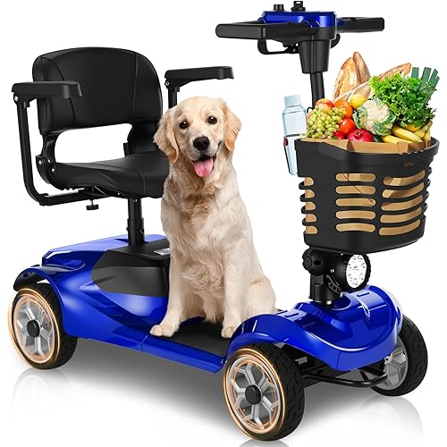 MS08 4-Wheel Mobility Scooter for Adults/Seniors, 15 Miles Range, 350W Motor, 360WH Battery, 300LBS Capacity, Rotating Seat, Cup Holder, Compact & Portable for Elderly(FSA/HSA Eligible)
