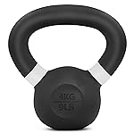 Yes4All Powder Coated Kettlebell, 9 lb Cast Iron Core Kettlebells with Non-Slip Handle & Flat Bottom for Conditioning, Heavy Duty for Strength Training - Single, White