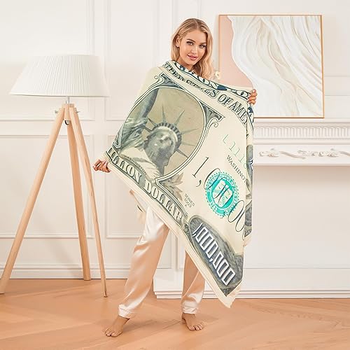 Miniatura 1 de Manta de millones de dólares de franela de vellón suave, regalos novedosos, cálida y acogedora manta de dinero para cama, sofá y sala de estar (L)