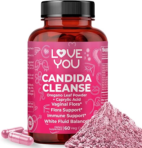 Love You Candida Cleanse - Complejo de hierbas y probióticos con hoja de orégano, ácido caprílico, probióticos, aloe vera y ajenjo, apoyo