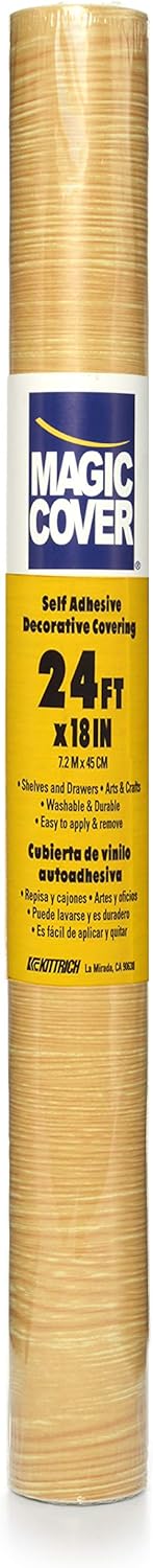 Magic Cover Self-Adhesive Shelf Liner, 18-Inch by 24-Feet, Golden Oak ...