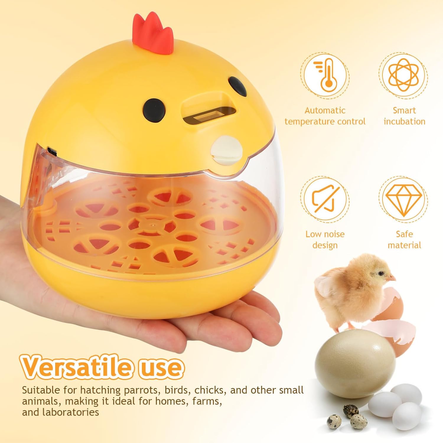 HANABASS Small Egg Incubator with Automatic Temperature and Humidity Control Portable Bird Incubator for Quail Chicken Parrots Ideal for Home and Farm Hatching