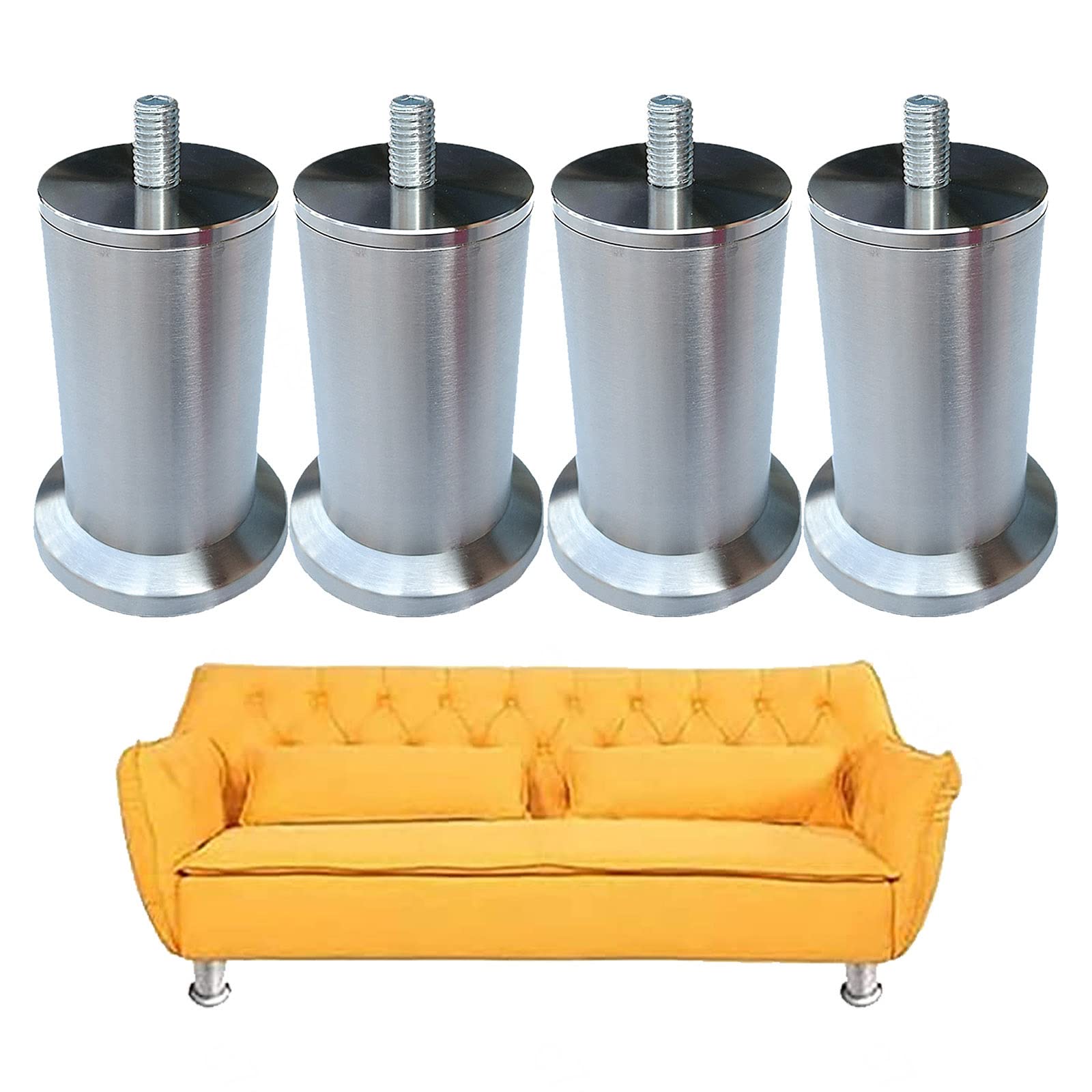 Pxzybd Patas De Muebles 4 Piezas,Patas De Mesa De Acero Inoxidable,Pies De Muebles De Metal DIY,Patas De Repuesto para Muebles De Baño y Cocina,Patas De Sofá,Antideslizante/Mudo,50cm(19.7in)